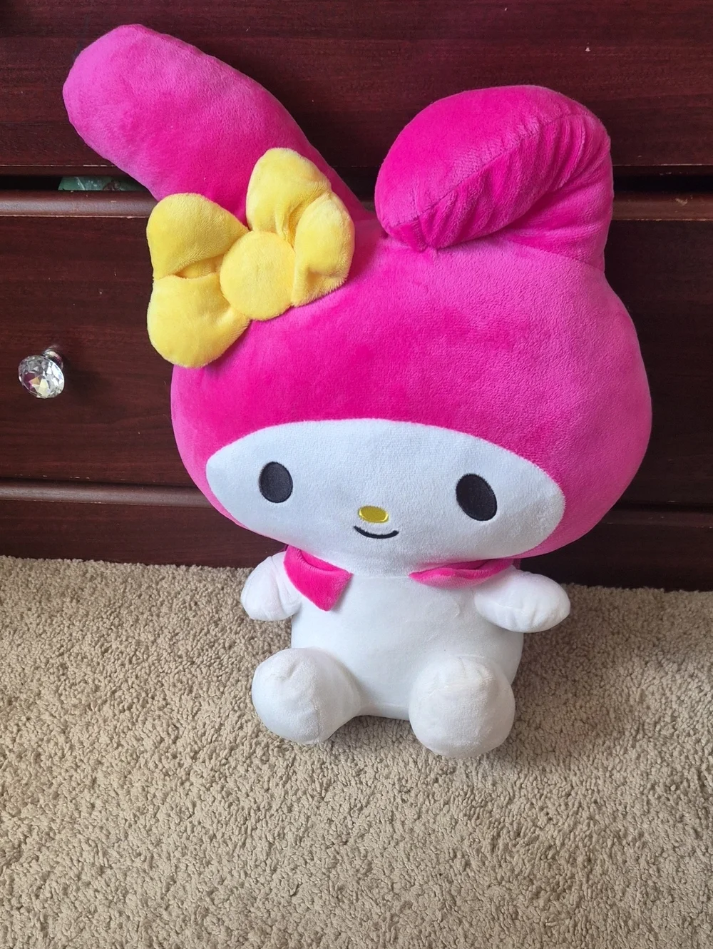 NWT Sanrio My Melody Plush Backpack - Bright Pink with Yellow Bow